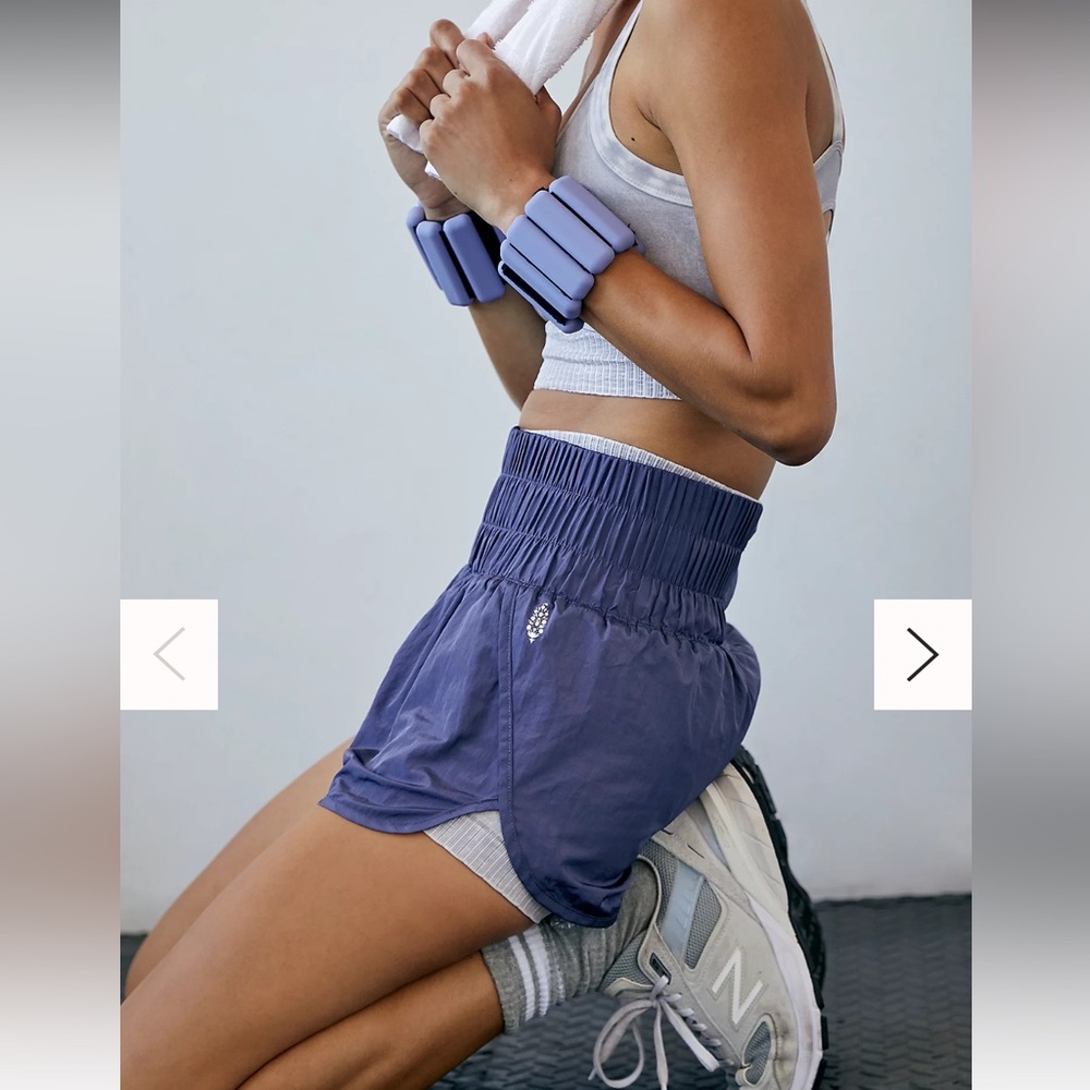 FREE PEOPLE FP Movement The Way Home Shorts Deep Sea Size S Smocked Waistband